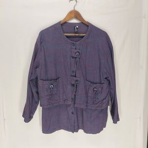 Winter sun funky art to wear unique purple jacket size M